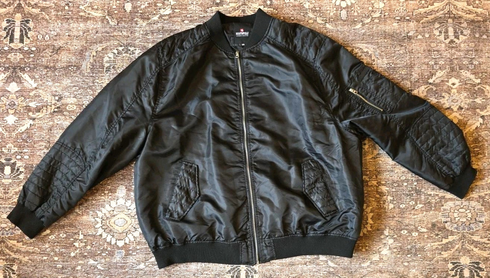 Southpole Mens 5XB Black Quilted Bomber Gold Zip Y2K Hip Hop Big Tall Streetwear